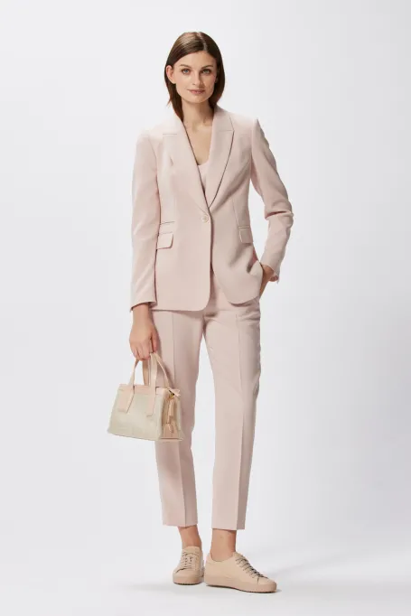 Jednorzędowy żakiet do garnituru w pudrowym różu