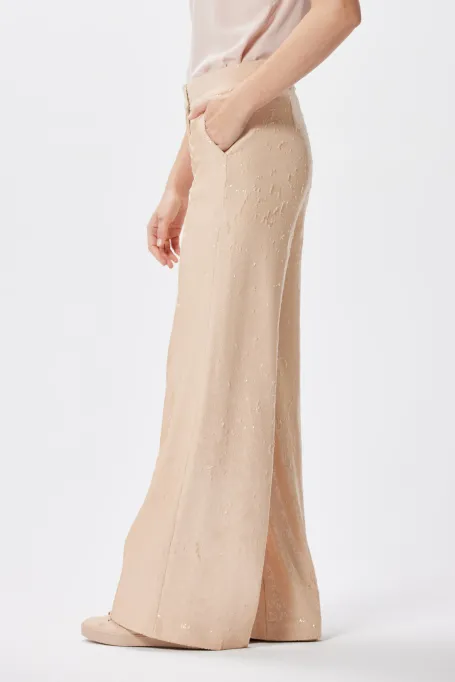 Szerokie cekinowe spodnie do garnituru