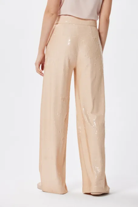 Szerokie cekinowe spodnie do garnituru