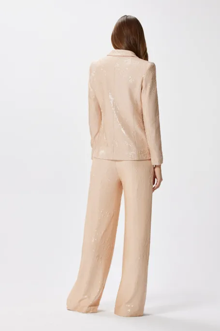 Szerokie cekinowe spodnie do garnituru