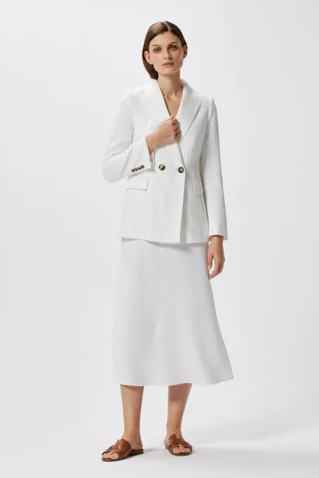 Biały żakiet z lnem do garnituru Biały żakiet z lnem do garnituru