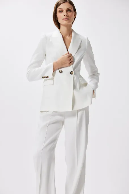 Biały żakiet z lnem do garnituru Biały żakiet z lnem do garnituru