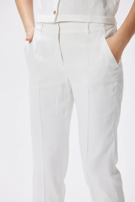 Białe spodnie z lnem Lotto do garnituru