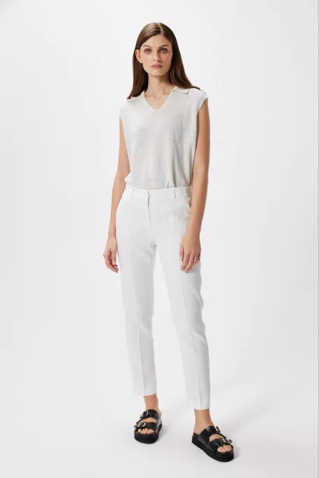 Lniana bluzka ze srebrną nitką biały