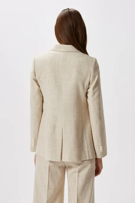 Beżowy żakiet z lnem do garnituru