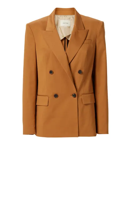 Bawełniany żakiet dwurzędowy do garnituru pomarańczowy