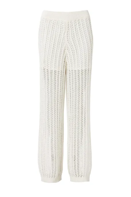 Ażurowe spodnie beż