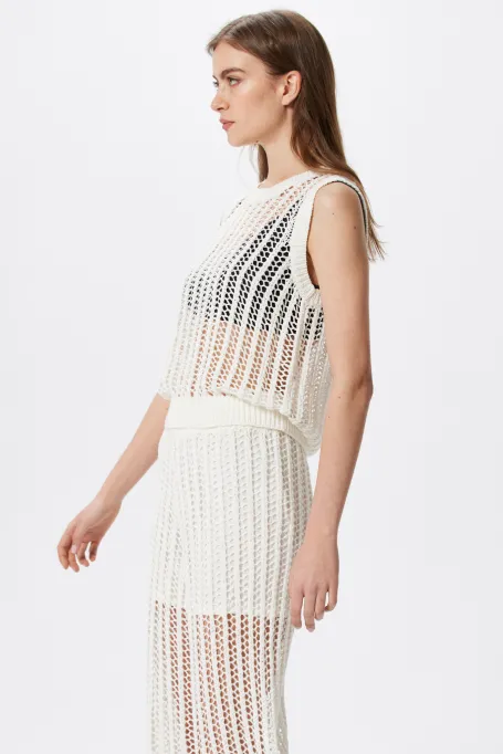 Ażurowy top beż
