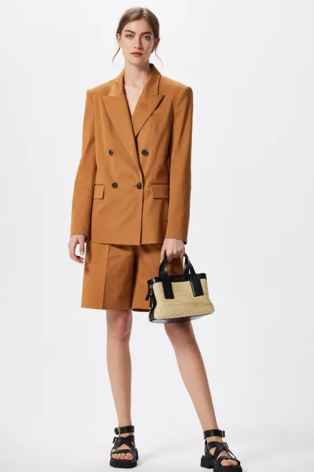 Bawełniany żakiet dwurzędowy do garnituru pomarańczowy