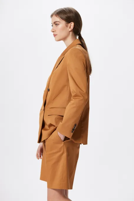 Bawełniany żakiet dwurzędowy do garnituru pomarańczowy