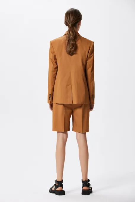 Bawełniany żakiet dwurzędowy do garnituru pomarańczowy