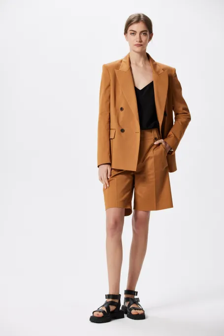 Bawełniany żakiet dwurzędowy do garnituru pomarańczowy