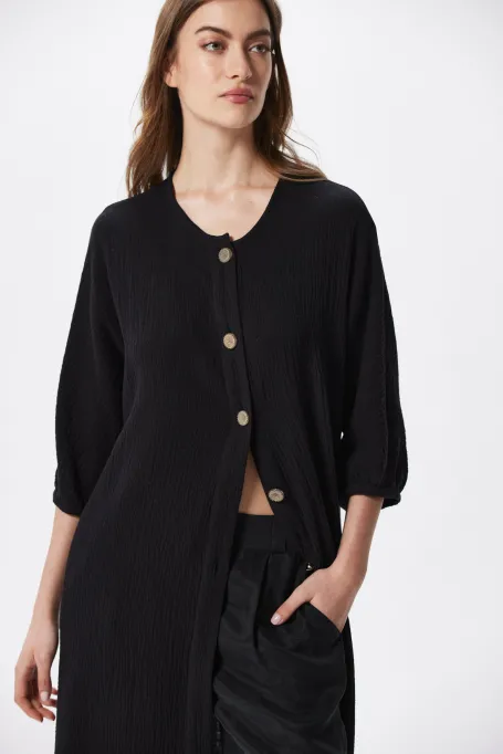 Czarna luźna tunika z bawełny