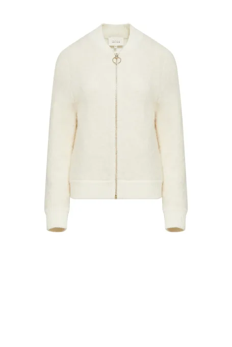 Biały kardigan z wełną merynosową