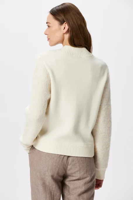 Biały kardigan z wełną merynosową