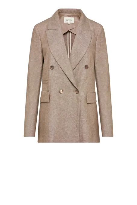 Żakiet z mieszanki chłodnej wełny i lnu do garnituru beż