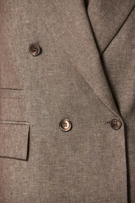 Żakiet z mieszanki chłodnej wełny i lnu do garnituru beż