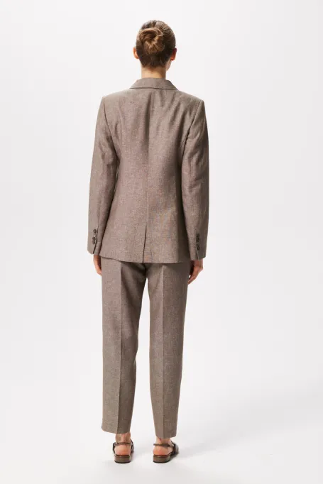 Żakiet z mieszanki chłodnej wełny i lnu do garnituru beż