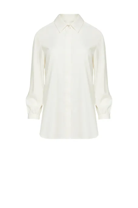 Koszula z wełną i jedwabiem beż