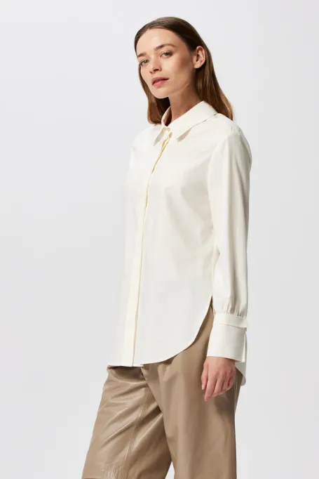 Koszula z wełną i jedwabiem beż