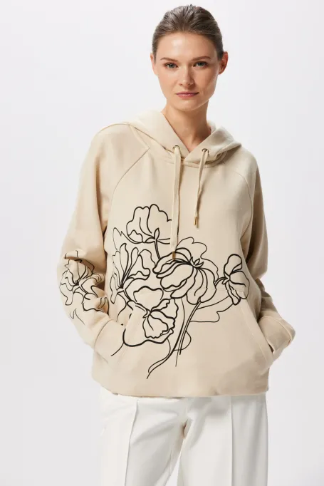 Luźna bluza z kapturem deseń