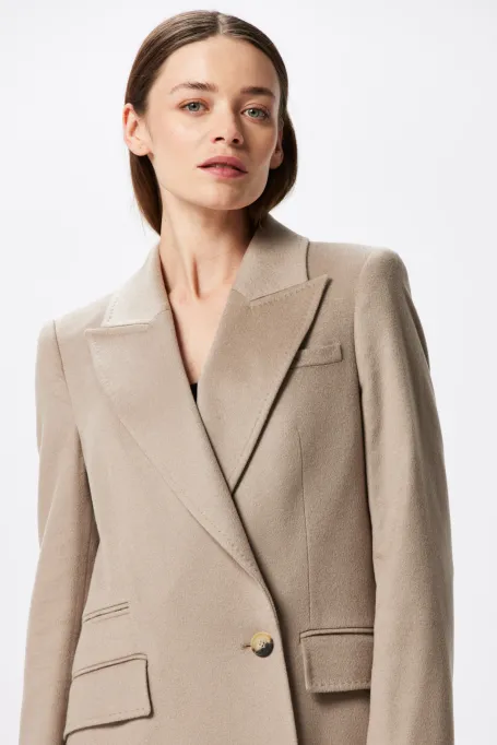 Wełniany płaszcz z kaszmiru beż Wełniany płaszcz z kaszmiru beż