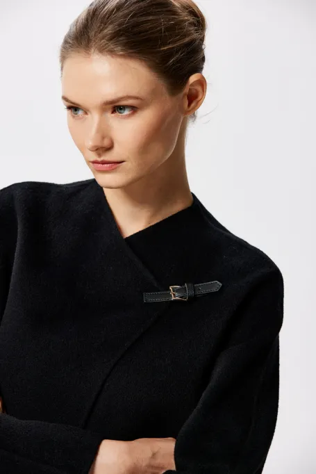 Czarna krótka kurtka z wełny doubleface