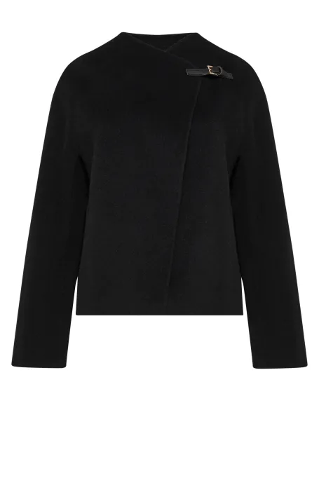 Czarna krótka kurtka z wełny doubleface