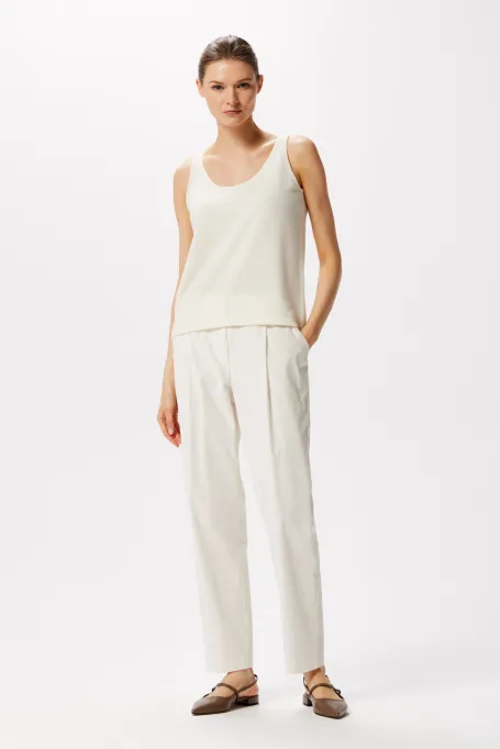 Biały top z kaszmirem i wełną merynosową