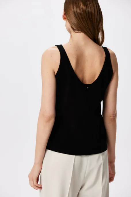 Czarny top z kaszmirem i wełną merynosową