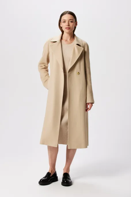 Wełniany płaszcz z wełny wielbłądziej beż Wełniany płaszcz z wełny wielbłądziej beż