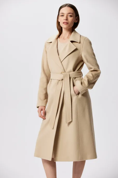 Wełniany płaszcz z wełny wielbłądziej beż Wełniany płaszcz z wełny wielbłądziej beż