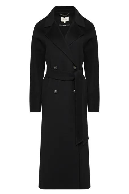 Czarny płaszcz z kaszmiru doubleface