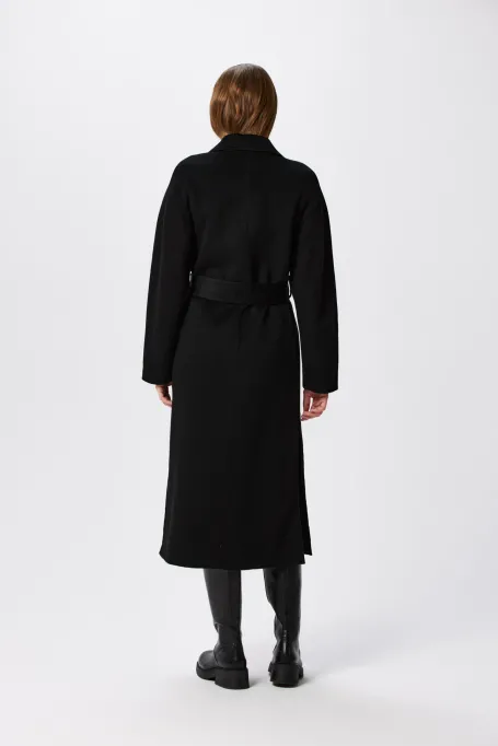 Czarny płaszcz z kaszmiru doubleface