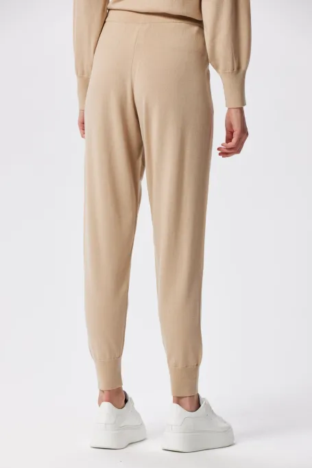 Spodnie z wełny merynosowej beż