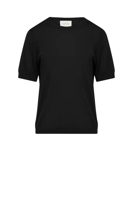 Czarna bluzka z wełny merynosowej