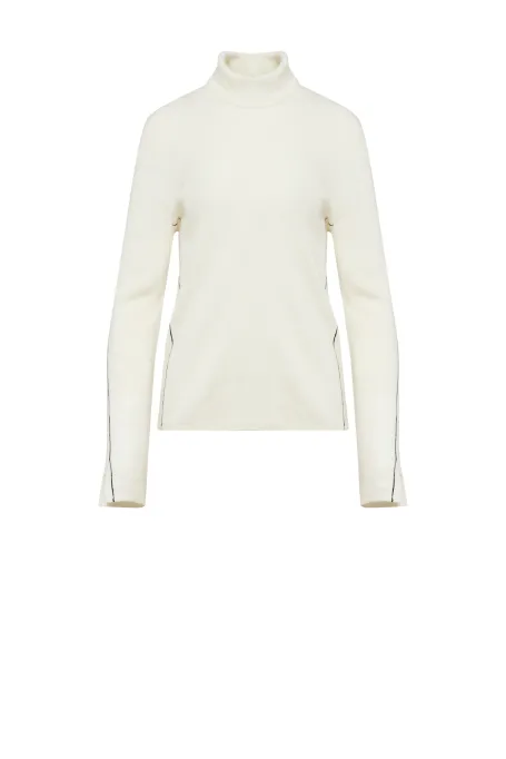 Biały golf z jedwabiem i kaszmirem