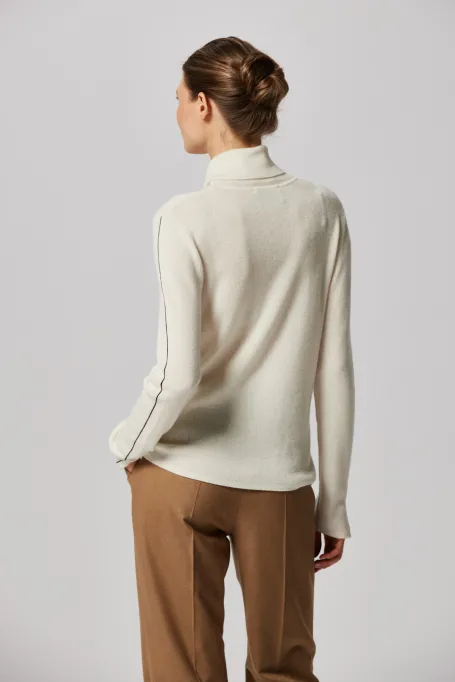 Biały golf z jedwabiem i kaszmirem