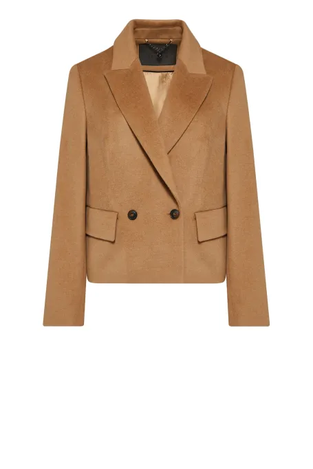 Krótka kurtka z jedwabiem camelowy