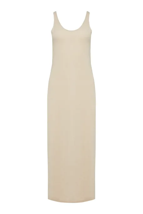 Beżowa sukienka z kaszmirem i wełną merynosową