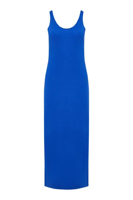 Sukienka z wełną merynosową i kaszmirem niebieski