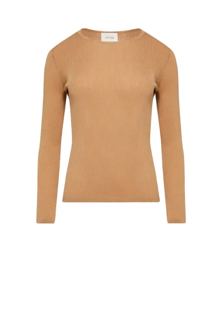 Bluzka z lyocelem i jedwabiem Emilly camelowy