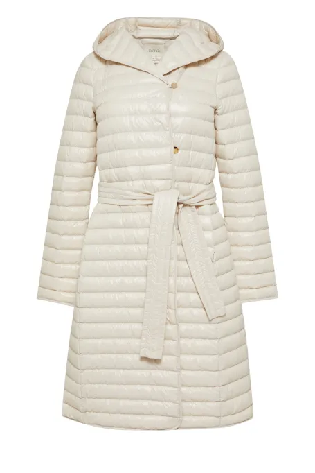 Lekka beżowa puchowa kurtka z kapturem Mila