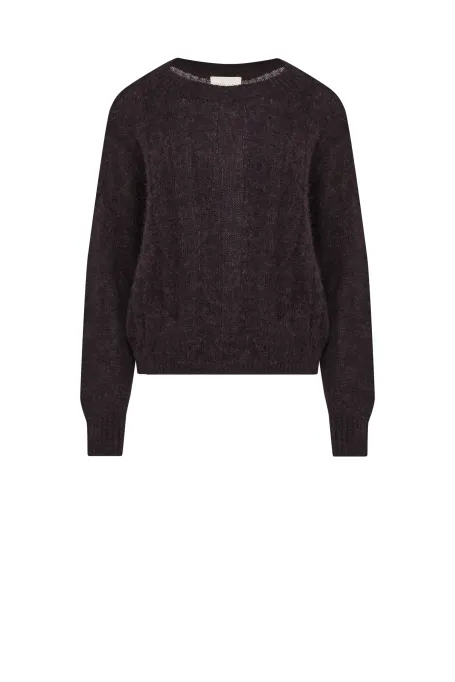 Brązowy sweter z wełną alpaki