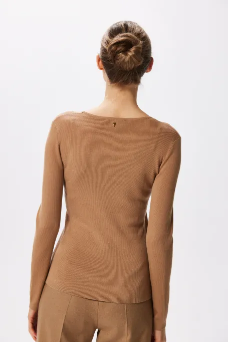 Bluzka z lyocelem i jedwabiem Emilly camelowy