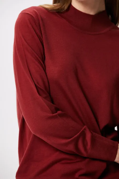 Bluzka półgolf z wełny merynosowej Julia pomarańczowy