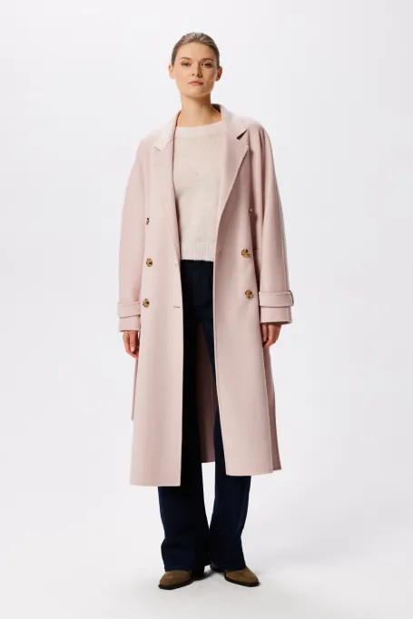 Płaszcz z jedwabiem doubleface różowy