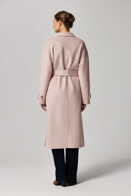 Płaszcz z jedwabiem doubleface różowy