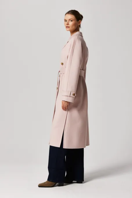 Płaszcz z jedwabiem doubleface różowy