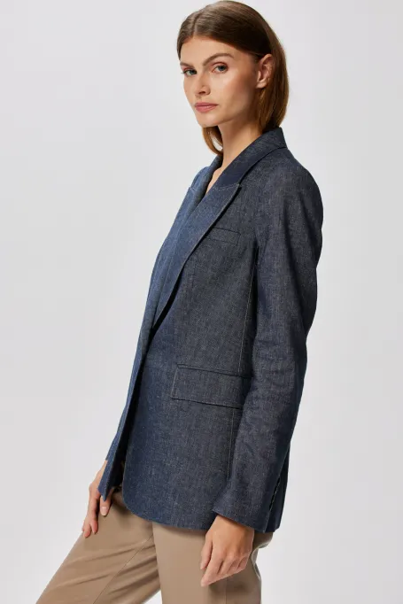 Żakiet z lnem niebieski Żakiet z lnem niebieski